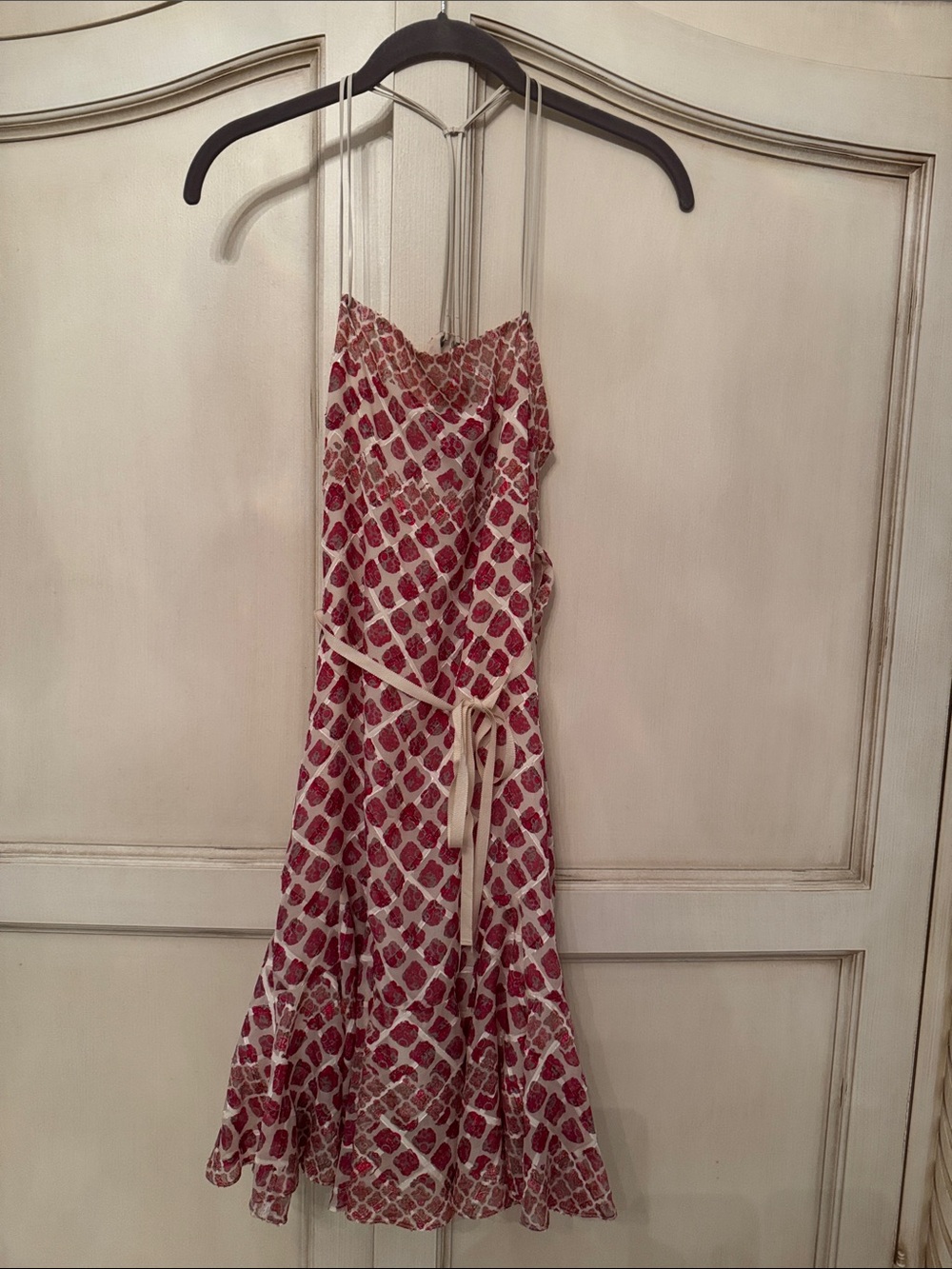 EDUN Cream Dress with Pink-Red Floral Print